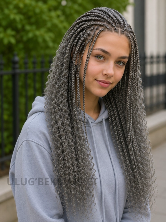 Makaron ipli Braid soch to'plami, zizi gafri ipli soch, 55-60 tagacha
