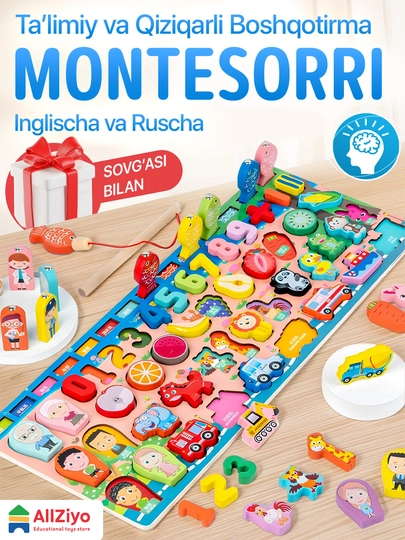 Rivojlantiruvchi o‘yinchoq, bolalar uchun o‘yinchoq - yog‘och boshqotirma, montessori - 