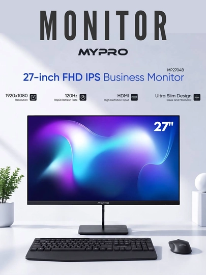 Монитор MYPRO 27"MP2704B, IPS-панель, 120Гц, плоский, 5 мс, гарантия 1 год - 