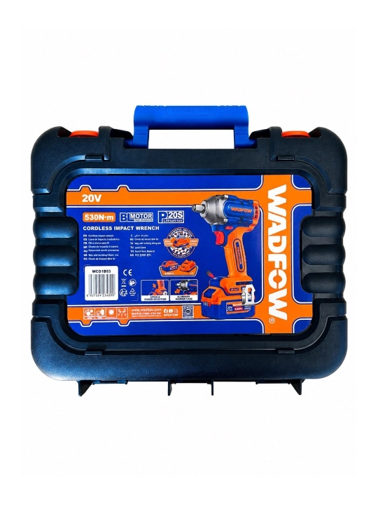 WADFOW WCD1B53 — аккумуляторный бесщеточный ударный гайковерт 20 В, 1/2", 2 × 4,0 А·ч