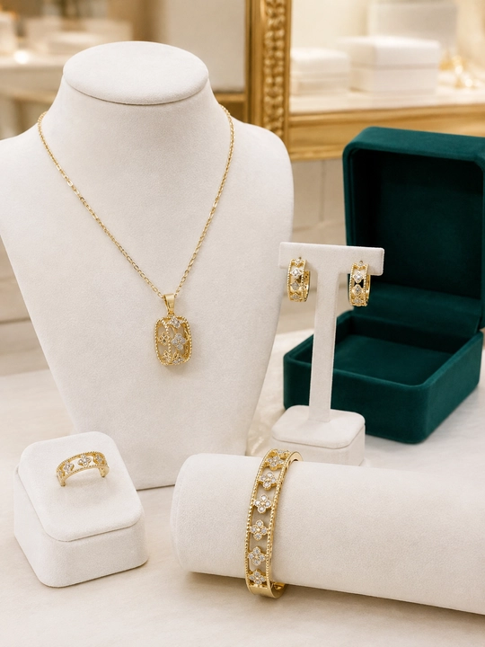 Комплект украшений, серьги, кольцо, браслет, цепочка, Messika Bvlgari, Vancleef