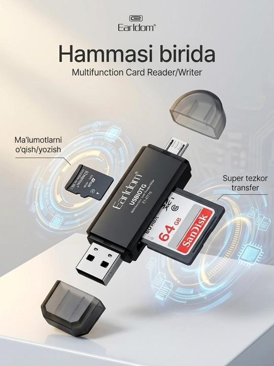 Картридер USB 2.0 для карт памяти SD