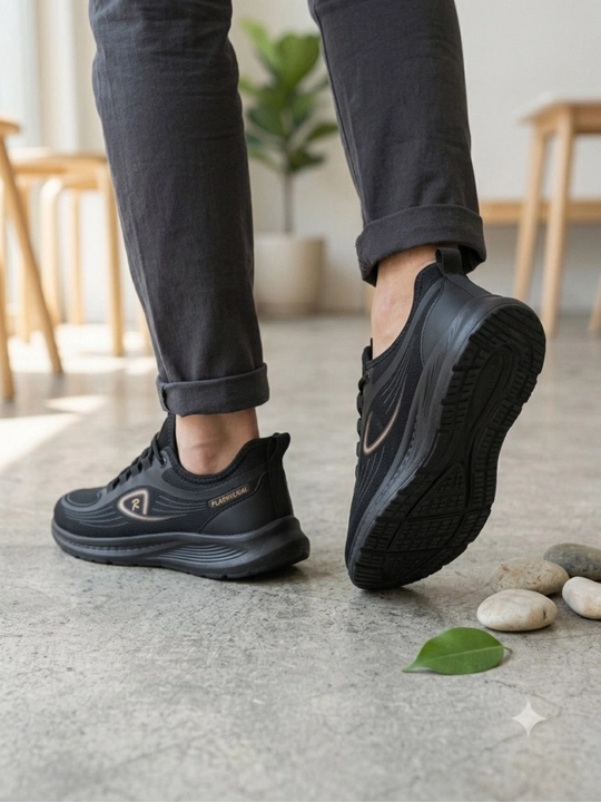 Мужские черные кроссовки Running Fashion — спортивные и повседневные дышащие кроссовки
