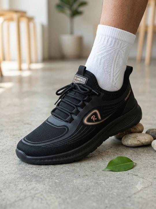 Мужские черные кроссовки Running Fashion — спортивные и повседневные дышащие кроссовки