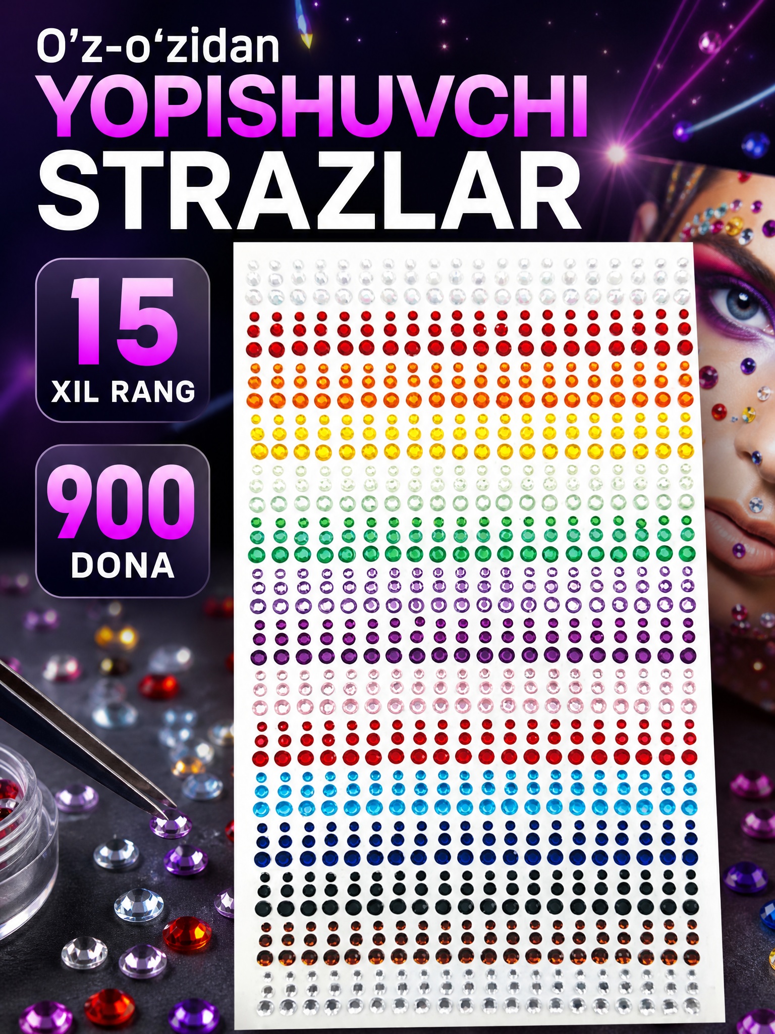 Tirnoqlar uchun straslar, manikyur bezaklari - 