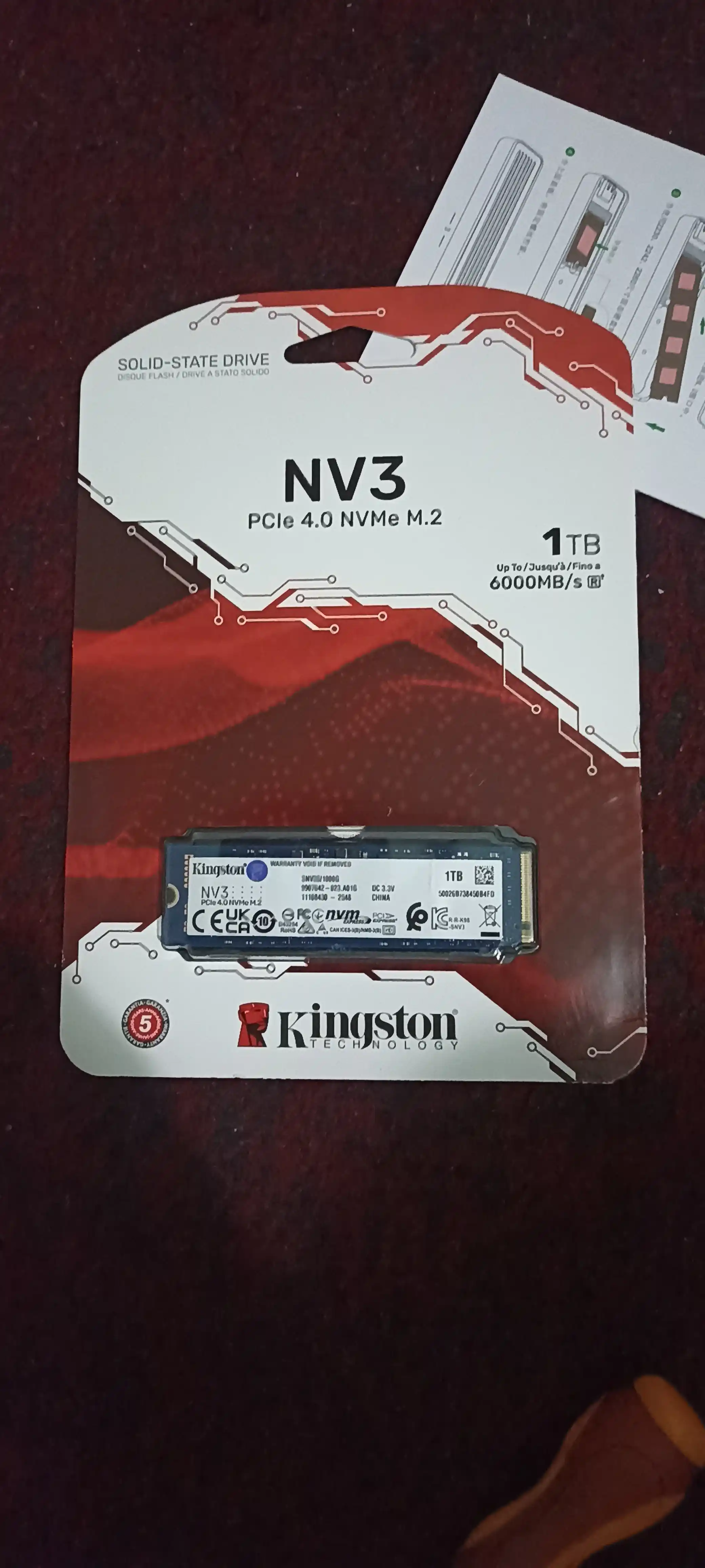 Kingston SSD NV3 PCIe 4.0 NVMe SSD ichki qattiq xotira