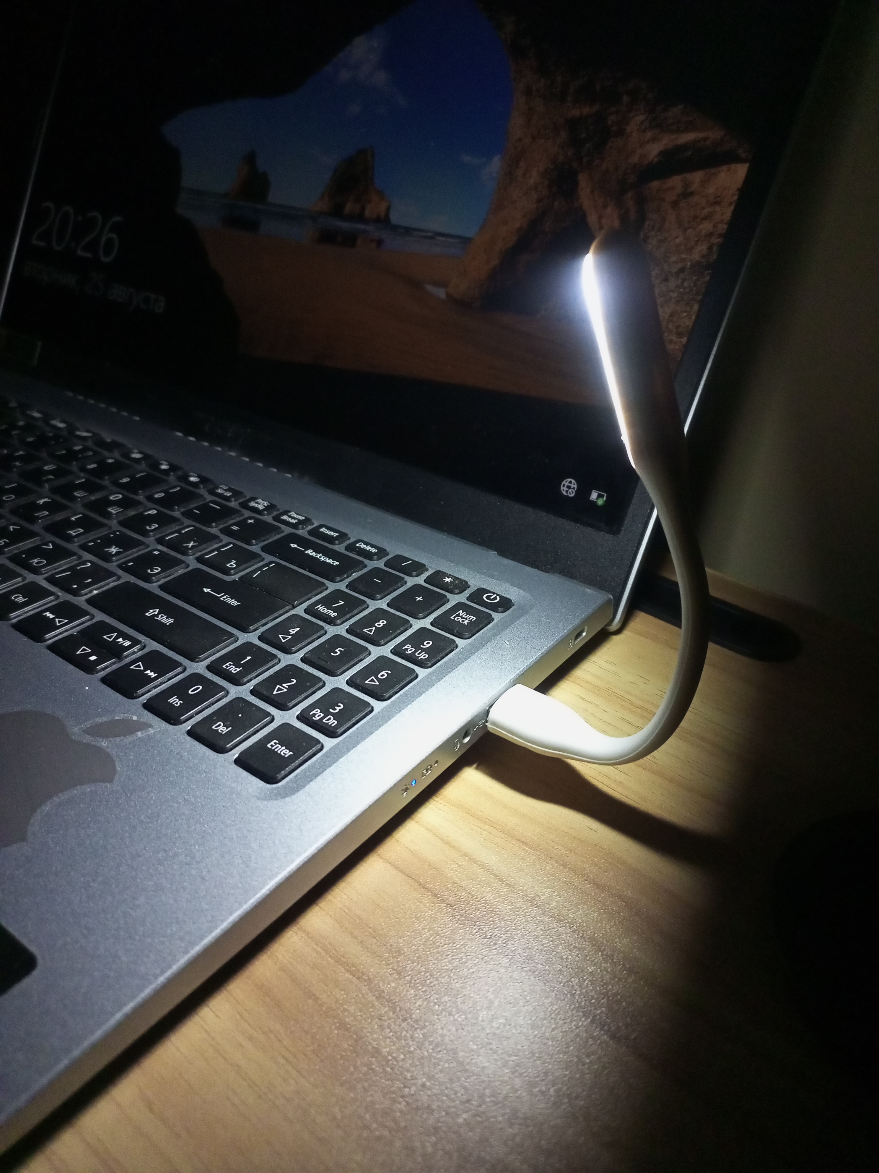 LED yoritgich, USB, noutbuk yoritgichi moslashuvchan, 5 Vt, 6 diodlar