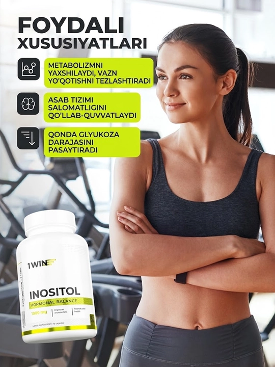 1WIN Inozitol B8 vitamini 1000 mg, 90 kapsula — mio-inozitol, BFQ