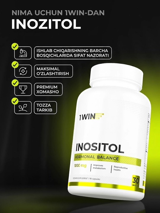 1WIN Inozitol B8 vitamini 1000 mg, 90 kapsula — mio-inozitol, BFQ