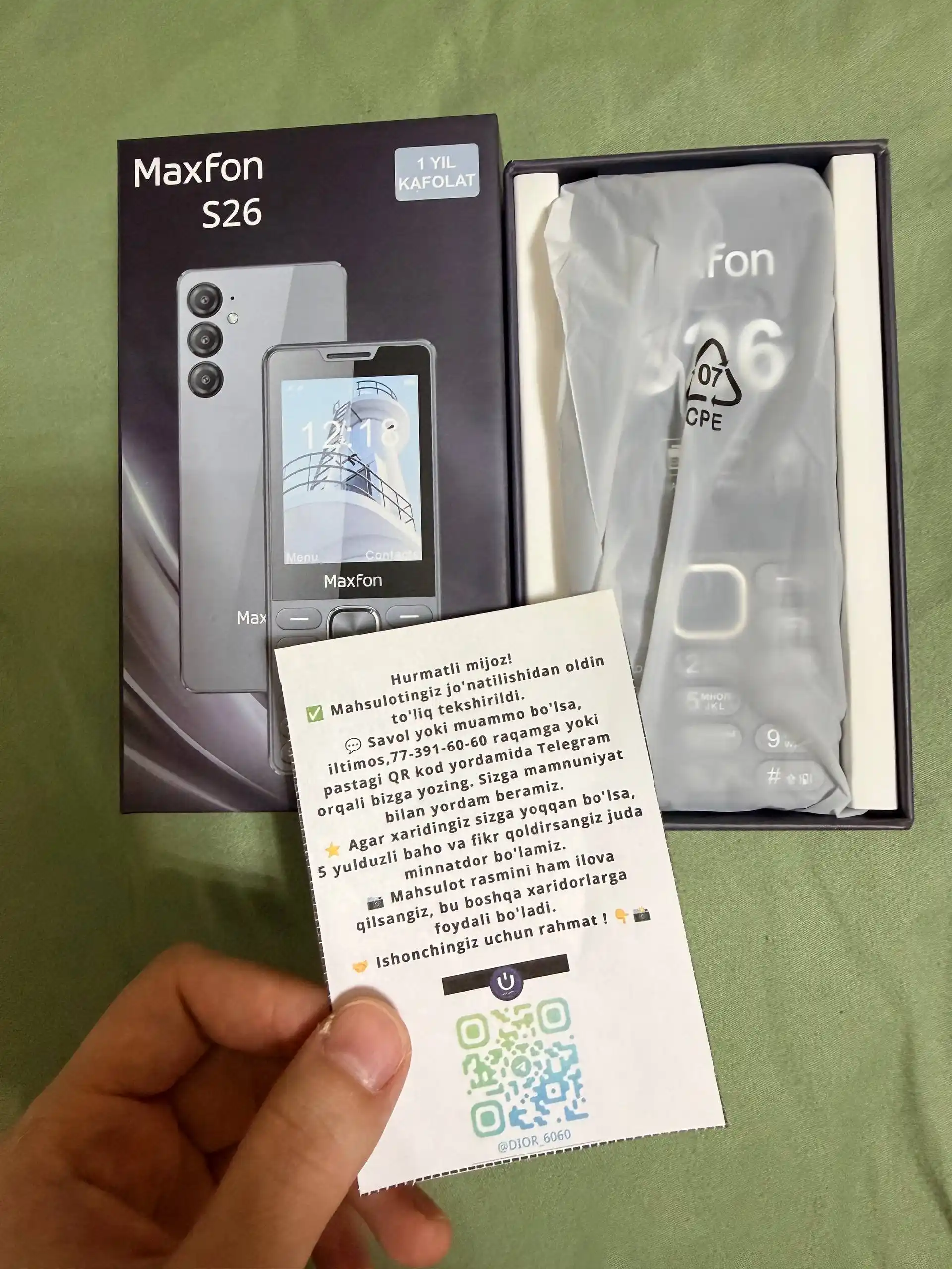 MaxFon S26 tugmali telefoni, 2 ta SIM-karta, Type-C zaryadlash, 1300 mAh, katta ekran