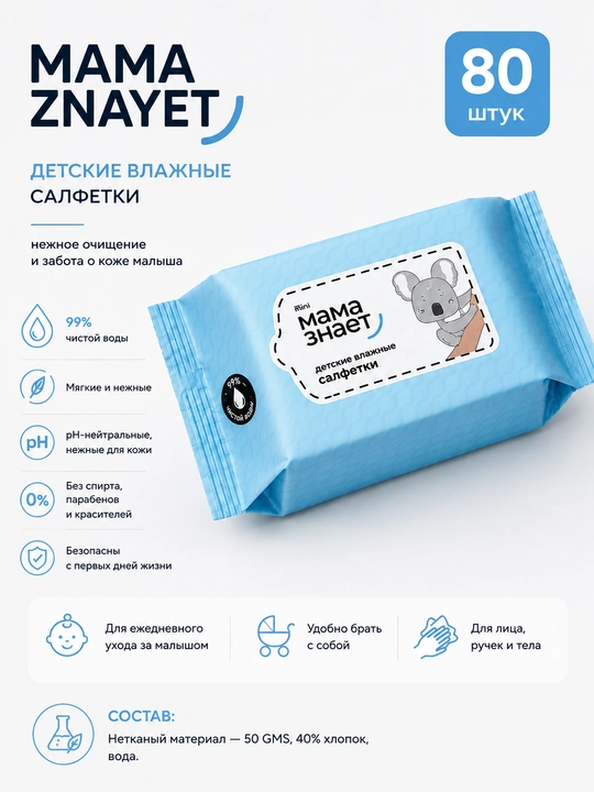 Мамазнает — детские влажные салфетки
