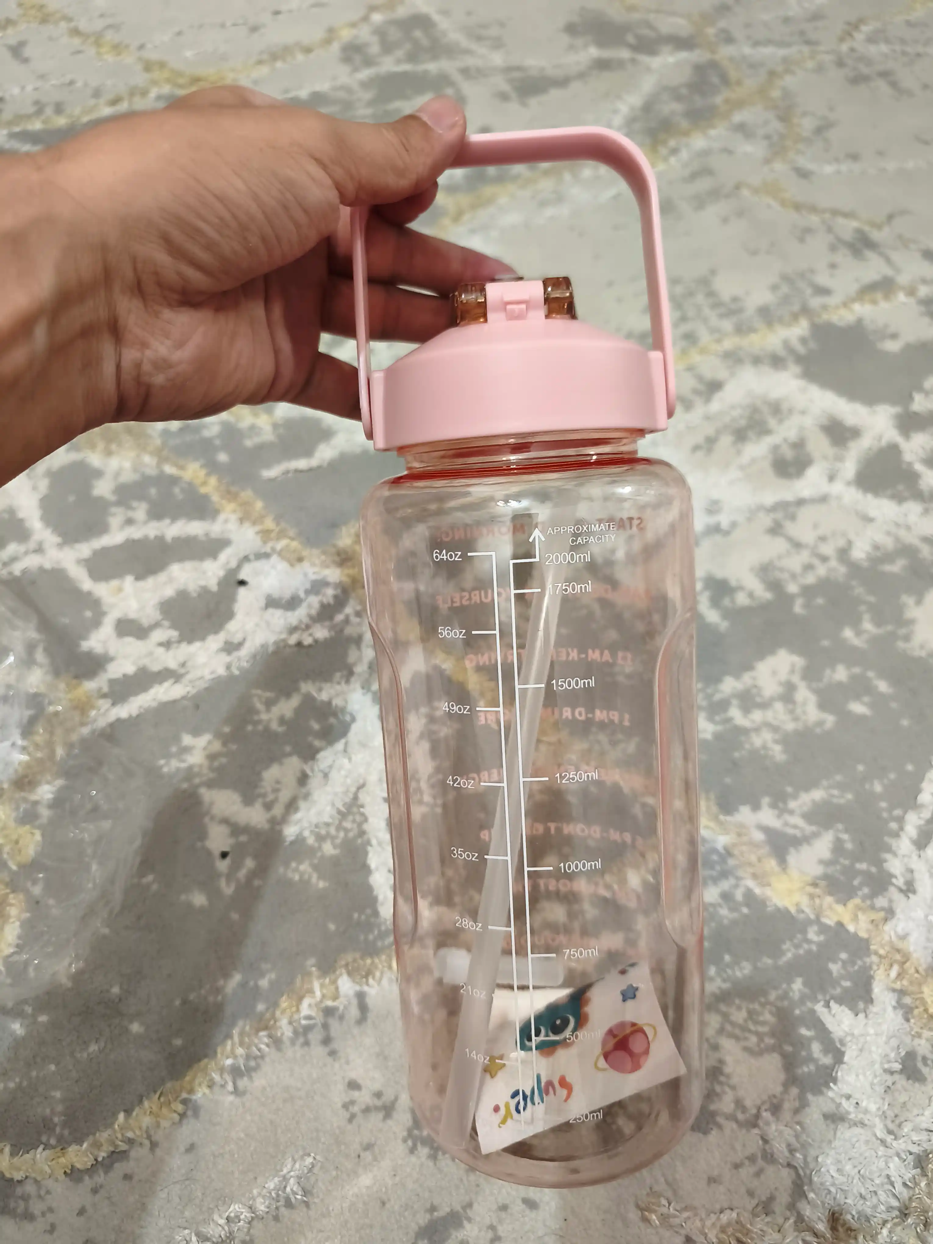 Бутылка для воды, с трубочкой, спортивная, на отдых, в школу, 2000 мл