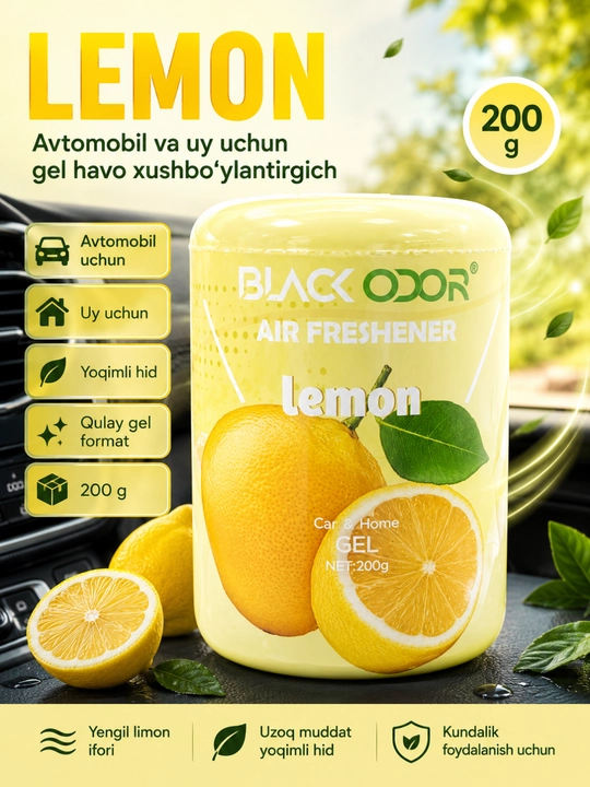 BLACK ODOR gel havo xushbo‘ylantirgich, avtomobil va uy uchun, 200 g - 