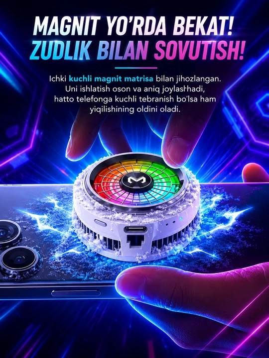 Кулер для телефона, с кабелем — Игровой кулер для игр в PUBG, Mobile Legends -20°C