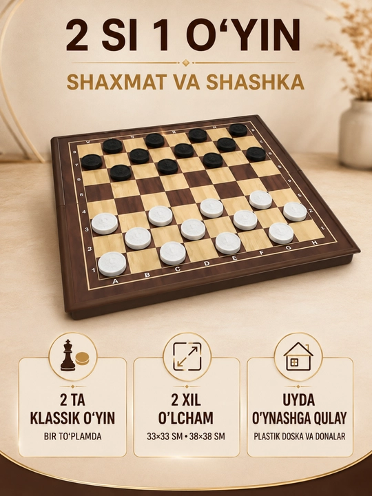 Shaxmat va shashka 33×33, 38×38 sm
