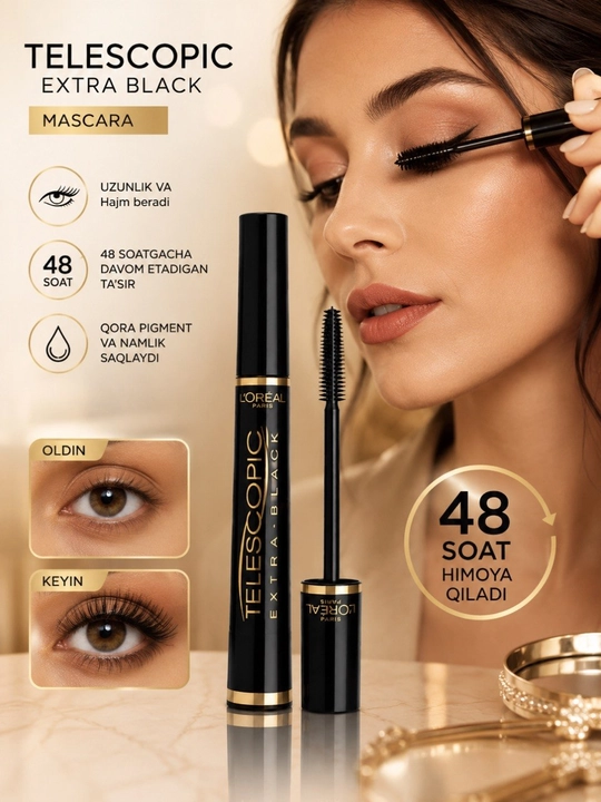 Kipriklar ucun tuw qora rangli extra black - 