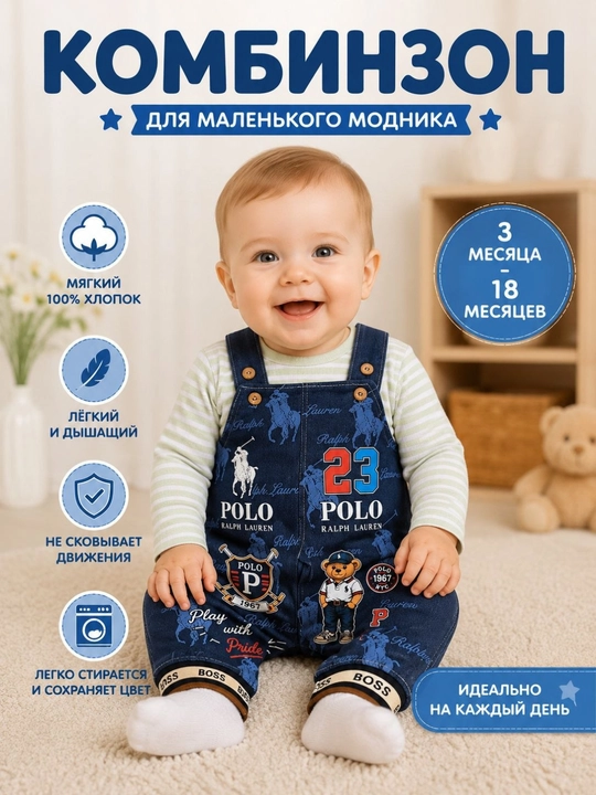 Komplekt jinsi kombinezondan iborat bolalar to‘plami, jinsi bodi - 