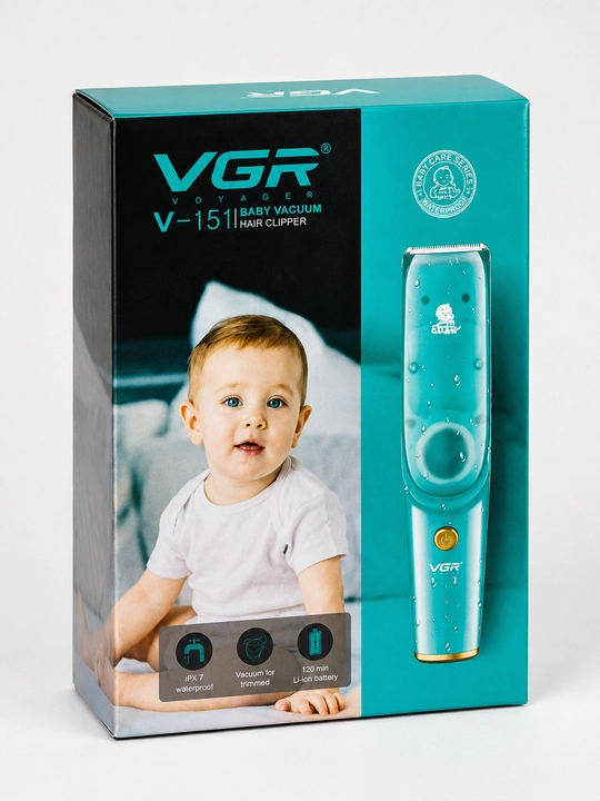 Детская машинка VGR V-151 для стрижки волос, вакуумная, тихая, USB, 4 насадки - 