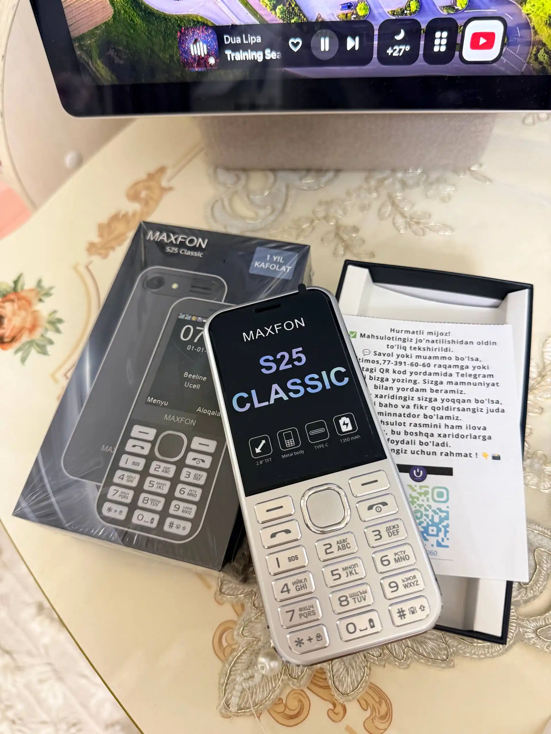 Maxfon S25 Classic tugmali telefon, 2 ta SIM-karta, baland ovoz, premium sifat