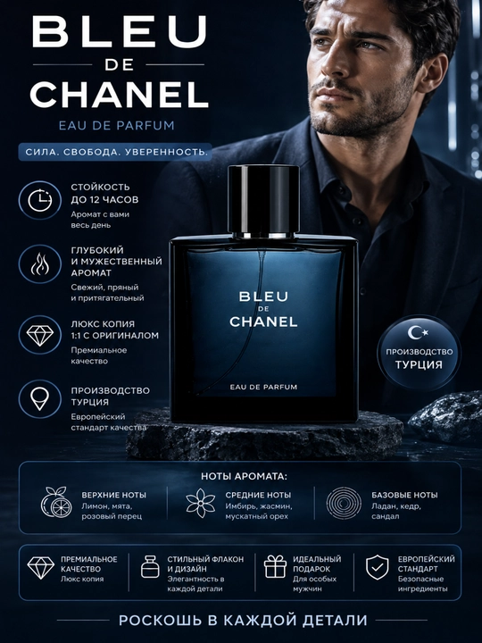 Erkaklar uchun parfyumlangan suv, BLUE DE CHANEL 100 ml