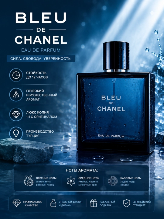 Erkaklar uchun parfyumlangan suv, BLUE DE CHANEL 100 ml - 