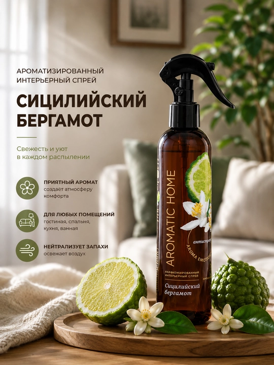 Ароматизированный интерьерный спрей «Сицилийский бергамот»