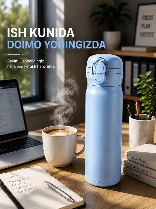 Termos 500 ml, issiq va sovuq ichimliklar uchun, termokrujka, termos butilka poilnik