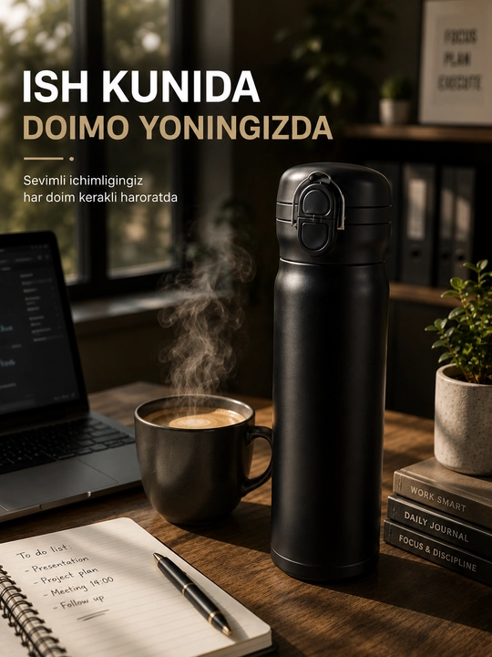 Termos 500 ml, issiq va sovuq ichimliklar uchun, termokrujka, termos butilka poilnik