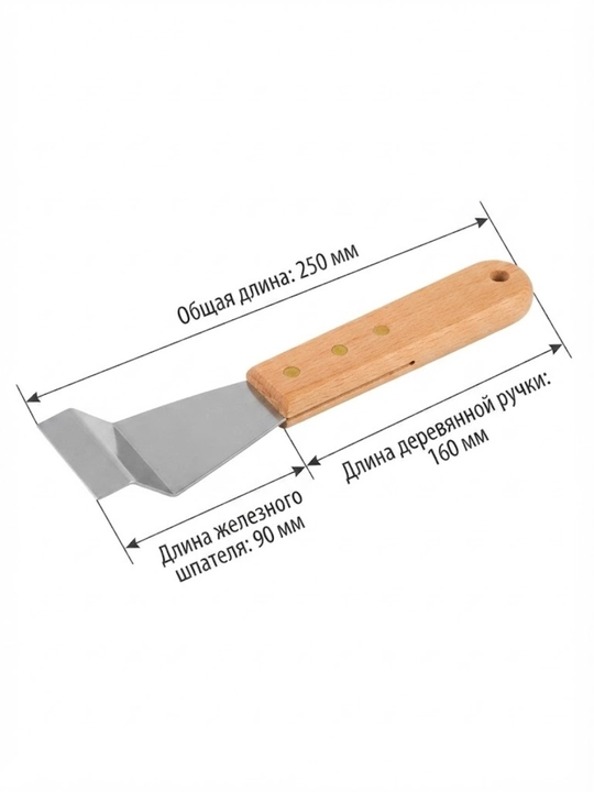 Tarang shiftlarni o‘rnatish uchun yog‘och dastali shpatel, 250 mm