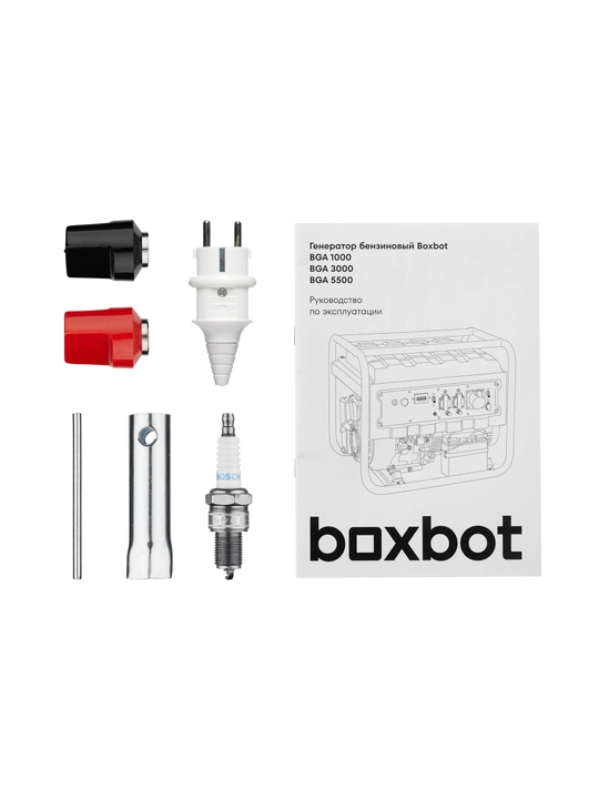 Boxbot benzin generatori, 3,0 kVt, 15 l, 2 ta 16A rozetka, ~230 V klemmalar, BOSCH