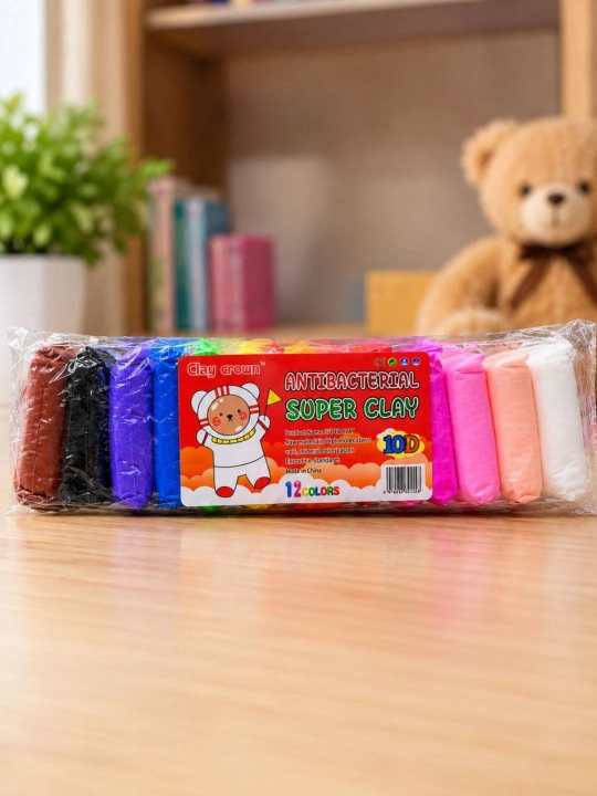 Clay Crown 10D antibakterial plastilin, 12 rangli bolalar uchun ijod va yasash to‘plami