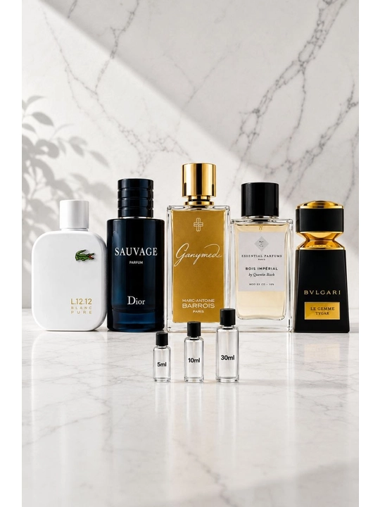 Erkaklar uchun atirlar to'plami Sauvage Dior, Bois Imperial, Lacosta12, B.Tygar, Ganymade - 