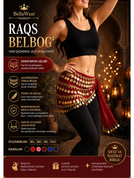 Пояс для арабских танцев с монетами, танцевальный пояс для belly dance - 