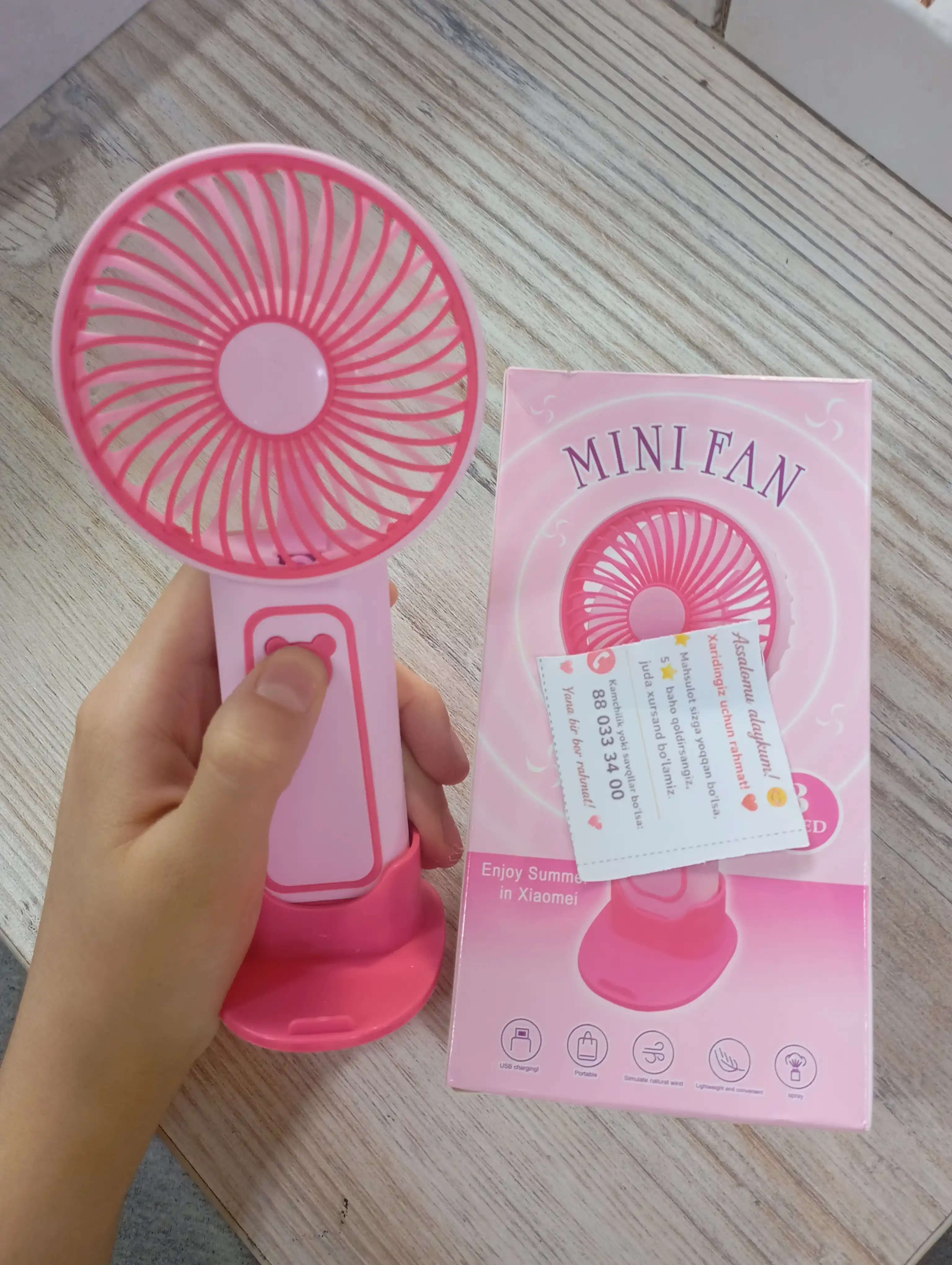 Mini ventilyator usb zaryadlovchi, stol uchun ventilyatorcha, vintelyator kichkina