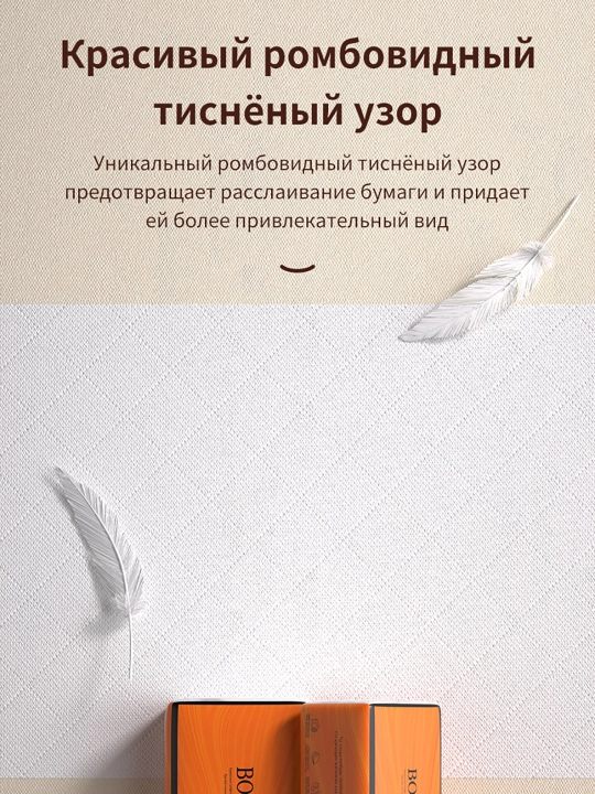 BOTARE оранжевые салфетки ромб-узор 155×175 4сл 90шт/пач 3пач/упак