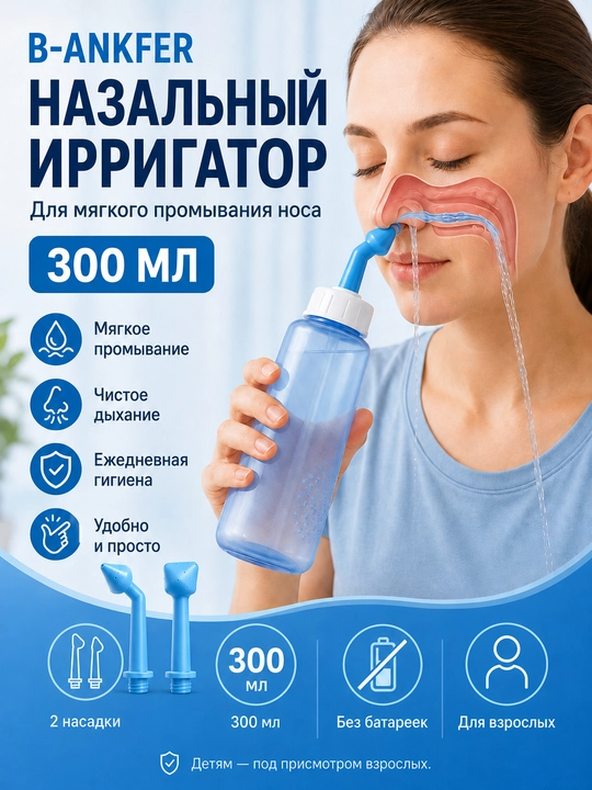 Ингалятор, ирригатор для носа, Устройство для промывания носа, ирригатор для очищения