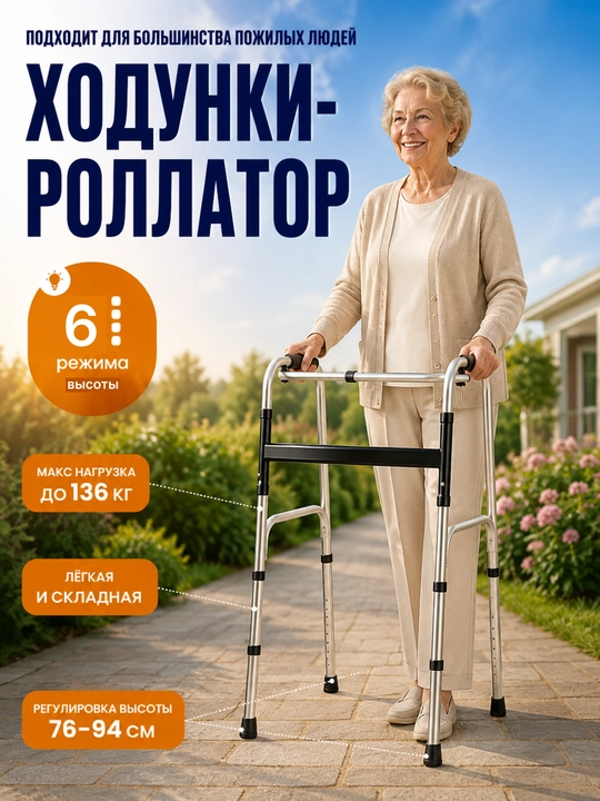 Xadenok kattalar va keksalar uchun, g‘ildirakli rollator, o‘rindiqli yurish tayanchi - 