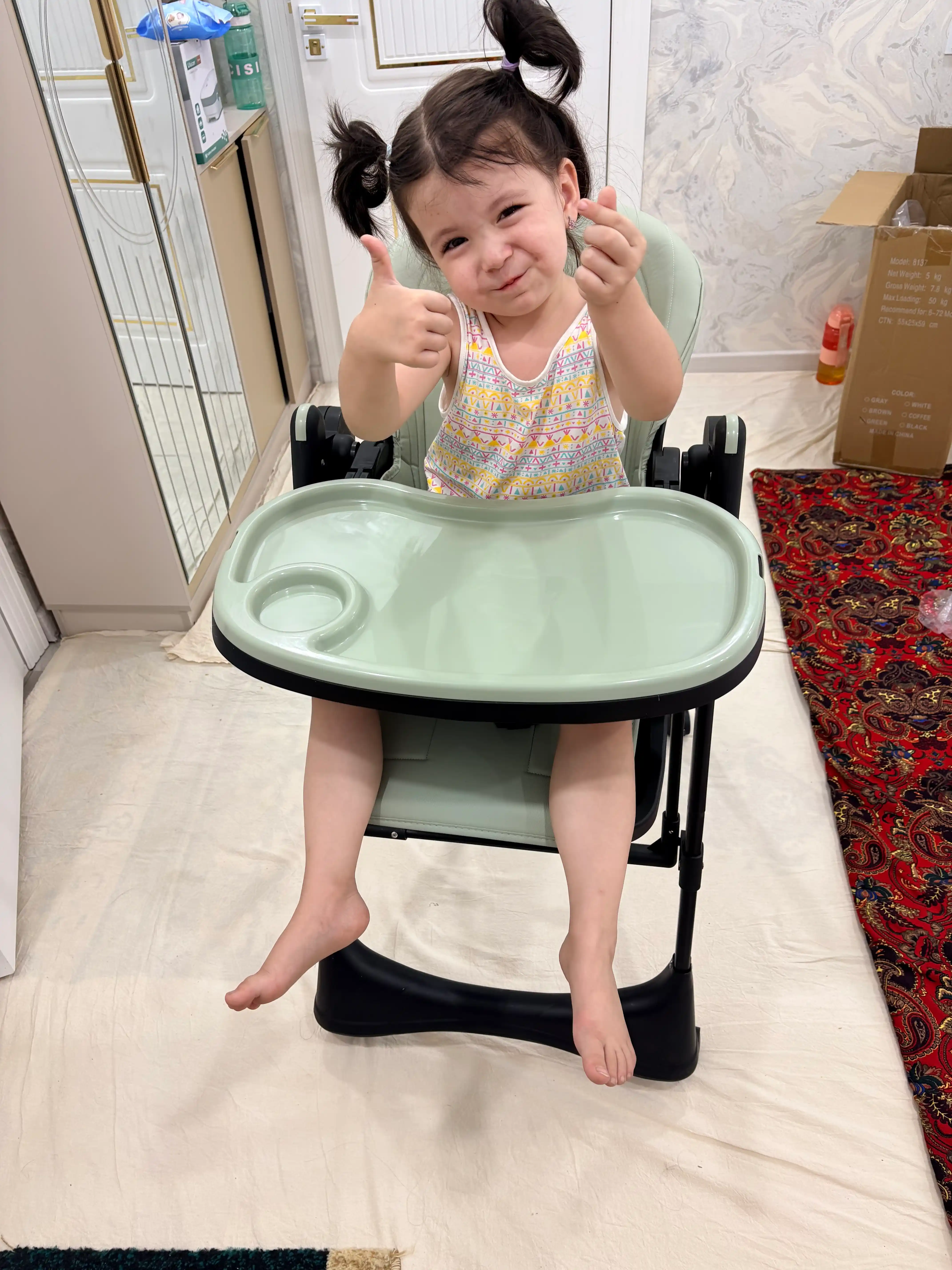 Стульчик для кормления FIDGO, складной, с функцией качания, экокожа