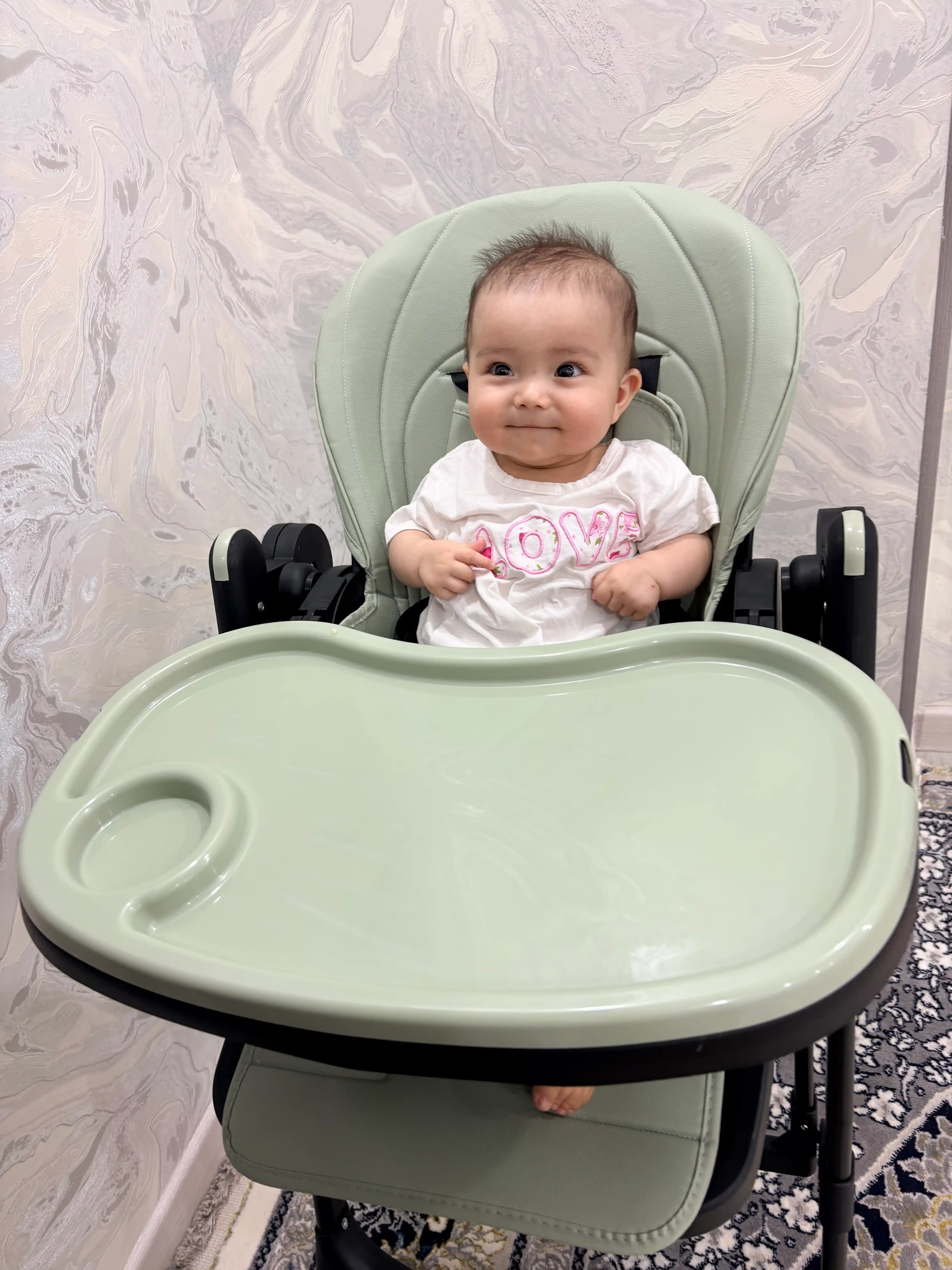 Стульчик для кормления FIDGO, складной, с функцией качания, экокожа