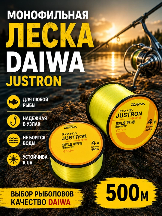 Daiwa JustrON DPLS 500 m baliq ovlash uchun monofilament leska