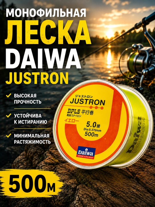 Daiwa JustrON DPLS 500 m baliq ovlash uchun monofilament leska