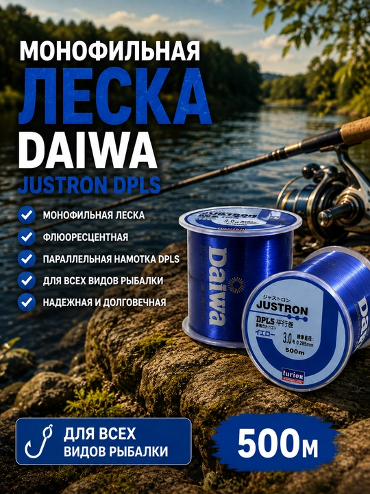 Daiwa JustrON DPLS 500 m baliq ovlash uchun monofilament leska - 