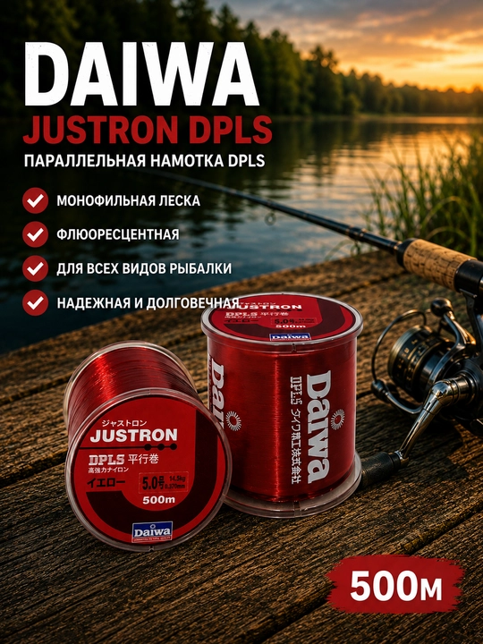 Daiwa JustrON DPLS 500 m baliq ovlash uchun monofilament leska