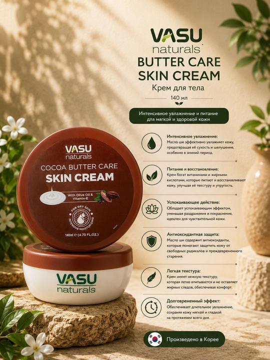 Крем для тела Vasu Butter Care Skin Cream, 140 мл - 
