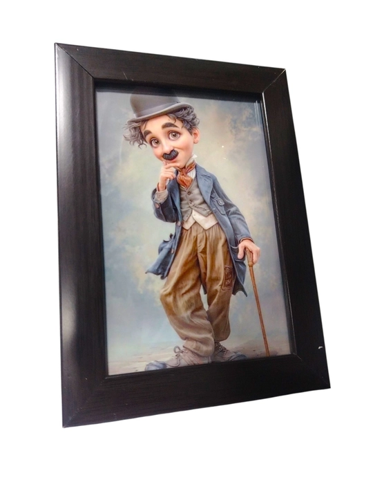 Charli Chaplin ramkali dekorativ kartina, stol usti va devor uchun