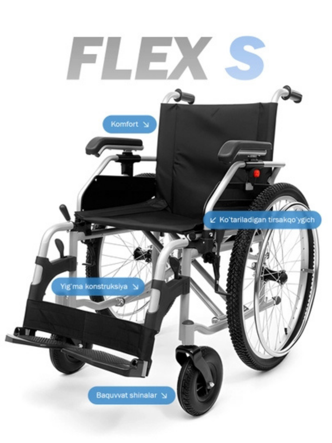Инвалидная коляска FLEX S — удобная и прочная механическая коляска