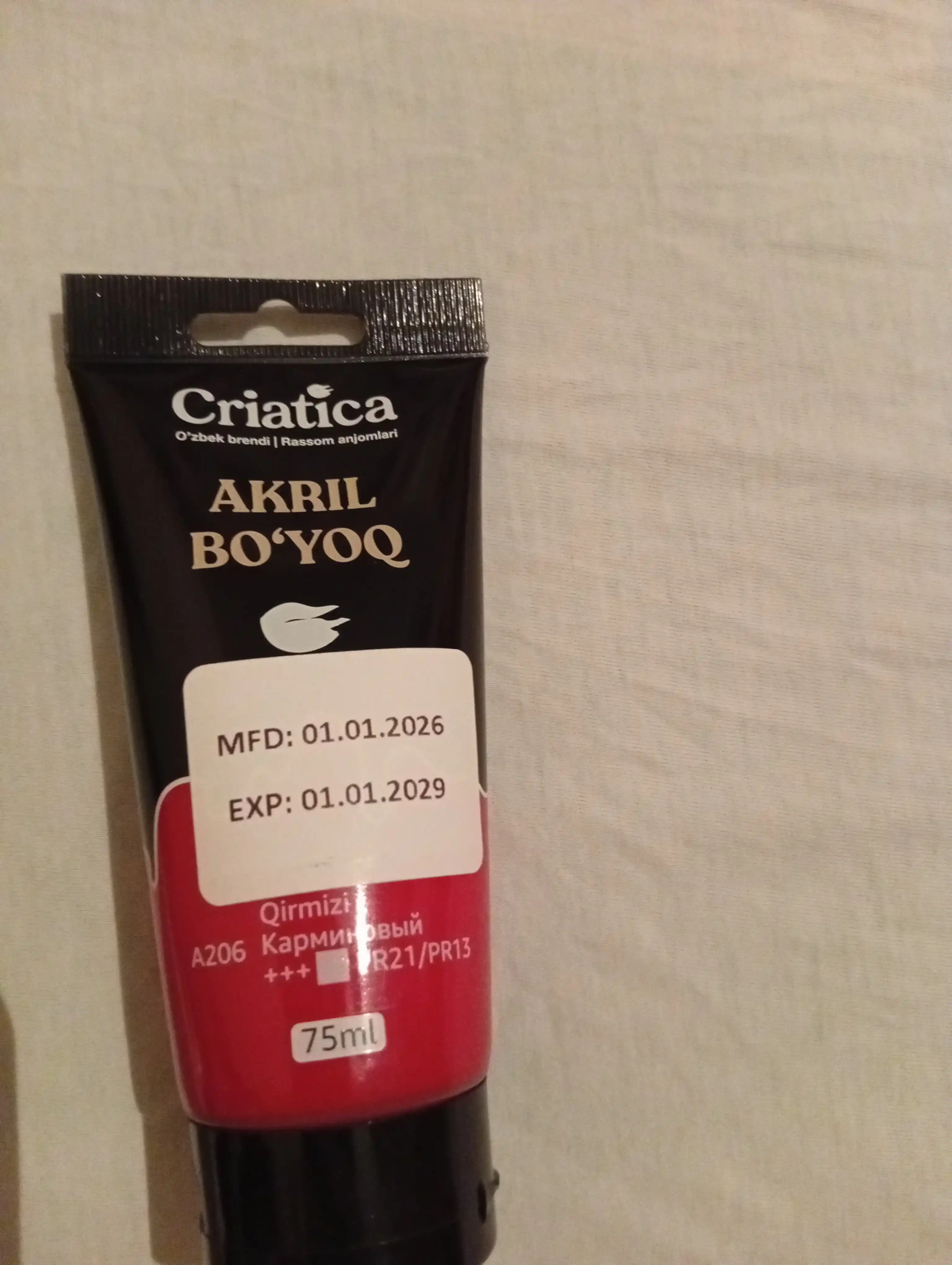 CRIATICA badiiy akril bo'yog'i, professional, 75 ml tuba