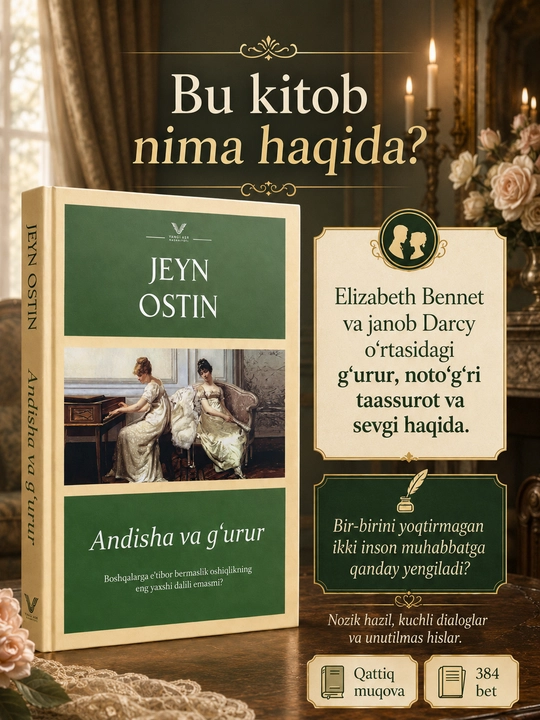 Andisha va g'urur - Jeyn Ostin Qattiq muqova