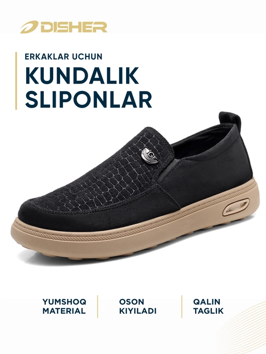 Erkaklar sliponi, DISHER Velmont, erkaklar poyabzali, kuzgi poyabzal, 39-44 o‘lchamlarda