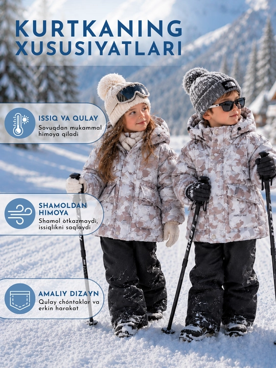 Qiz bolalar uchun qishki bolalar kurtkasi - 